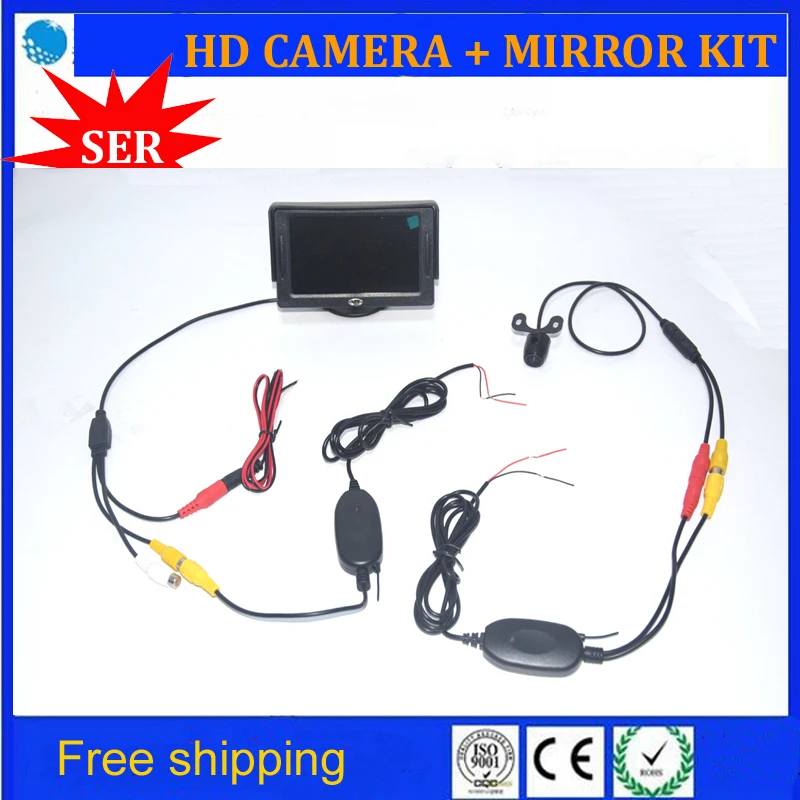 

Promotion 4.3"Rearview Monitor with CCD Reverse Car Rear View Camera HD Video Parking Wireless Kit to Connect Mirror and Camera