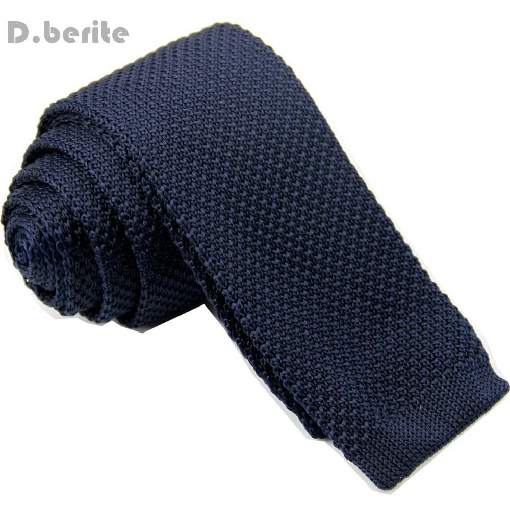 Men's Navy Blue Classical Knit Tie Slim Skinny Knitted Ties Groom
