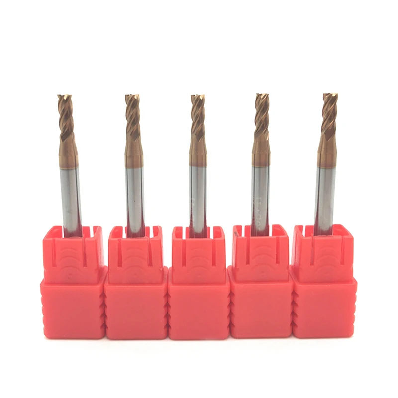 5pcs Cutting HRC60 4 Flute 1mm 1.5mm 2mm 2.5mm 3mm 4mm 5mm 6mm *50L Alloy Carbide Milling Tungsten Steel Milling Cutter End Mill