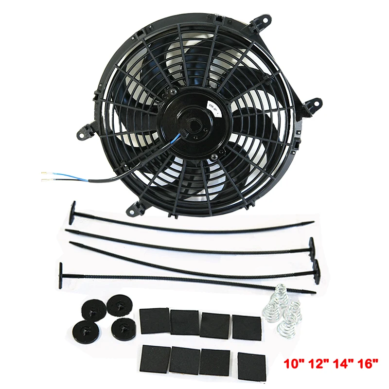 Universal 12V 80W 14 Electric Curved Radiator Intercooler Fan Fitting Kit 