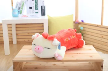 

small plush pig pillow toy cute red lying pig doll birthday gift about 40cm