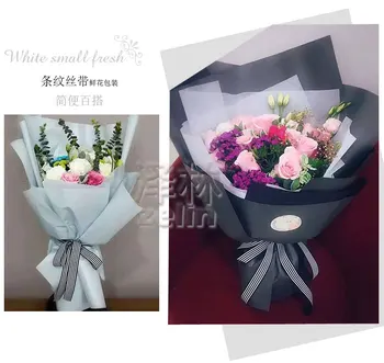 

4cm stripe satin ribbon flower packaging ribbon/ Lace translucent matte finish bouquet wrapping paper