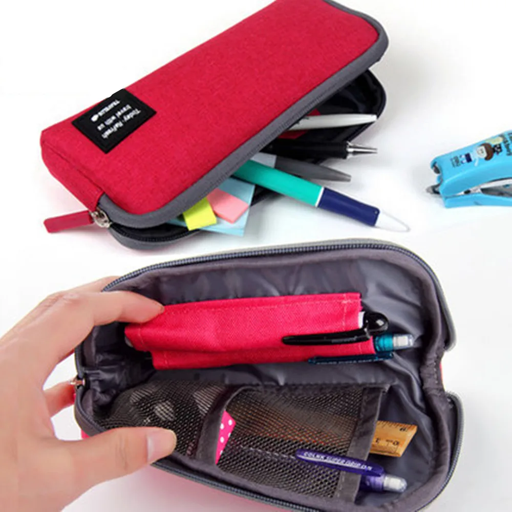 

Functional Pencil Case Water Proof Pen Bag Wave Point Simple Model Multi-Function Buggy Zipper Bags