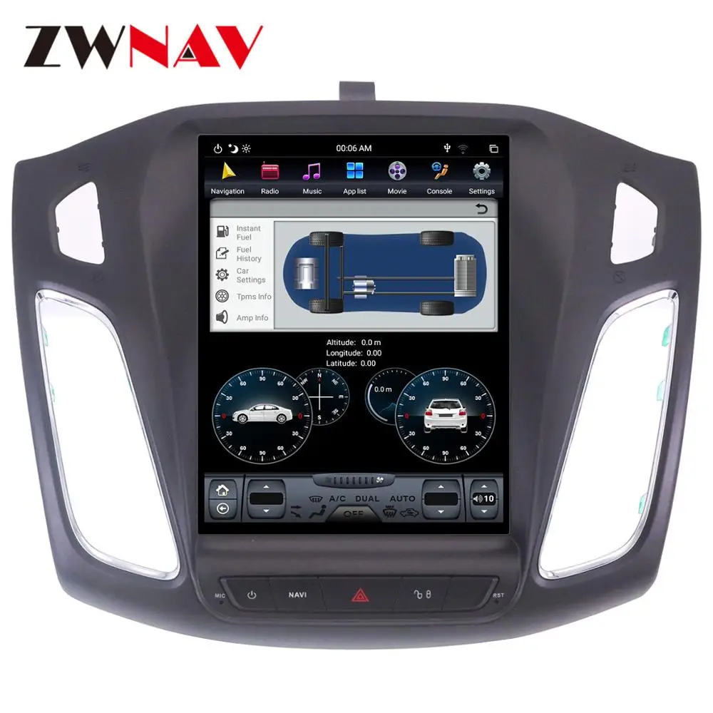 Clearance PX6 4+64 Tesla vertic screen Android 8.1 Car radio audio stereo for Ford Focus 2012-2016 GPS Navi multimedia player BT head unit 3