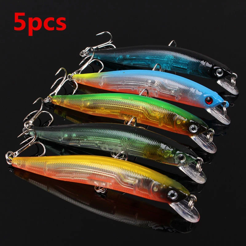 

5pcs Popper Fishing Lures With 3D Eyes Bass Crankbaits Baits Tackle Minnow Fish Lure Crankbait pesca Isca With Jig Head