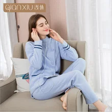 Зимняя Домашняя одежда наивысшего качества Элегантная Модная Пижама для женщин Аромалампа костюм для сна женский кардиган пальто+ брюки