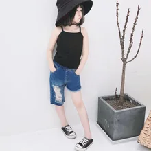 Г., летние нестандартные детские джинсы Рваные Детские короткие штаны с эластичной резинкой на талии брюки для малышей джинсовые шорты Modis Y1561