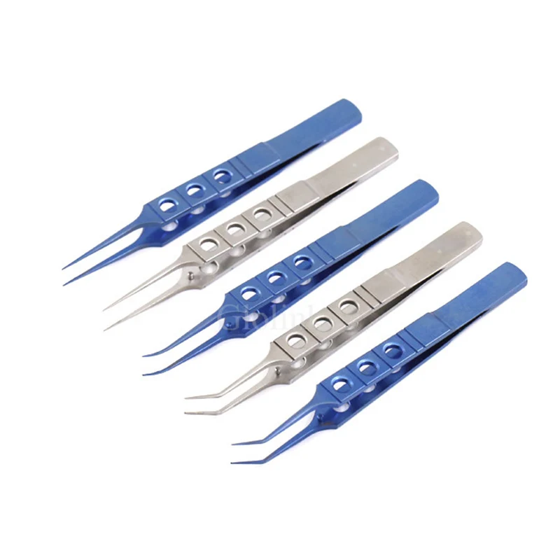 

12 Designs Micros Stainless Steel Titanium Alloy 11CM Dovetailed Straight/bend Head Tweezers Platforms Ophthalmic Forceps