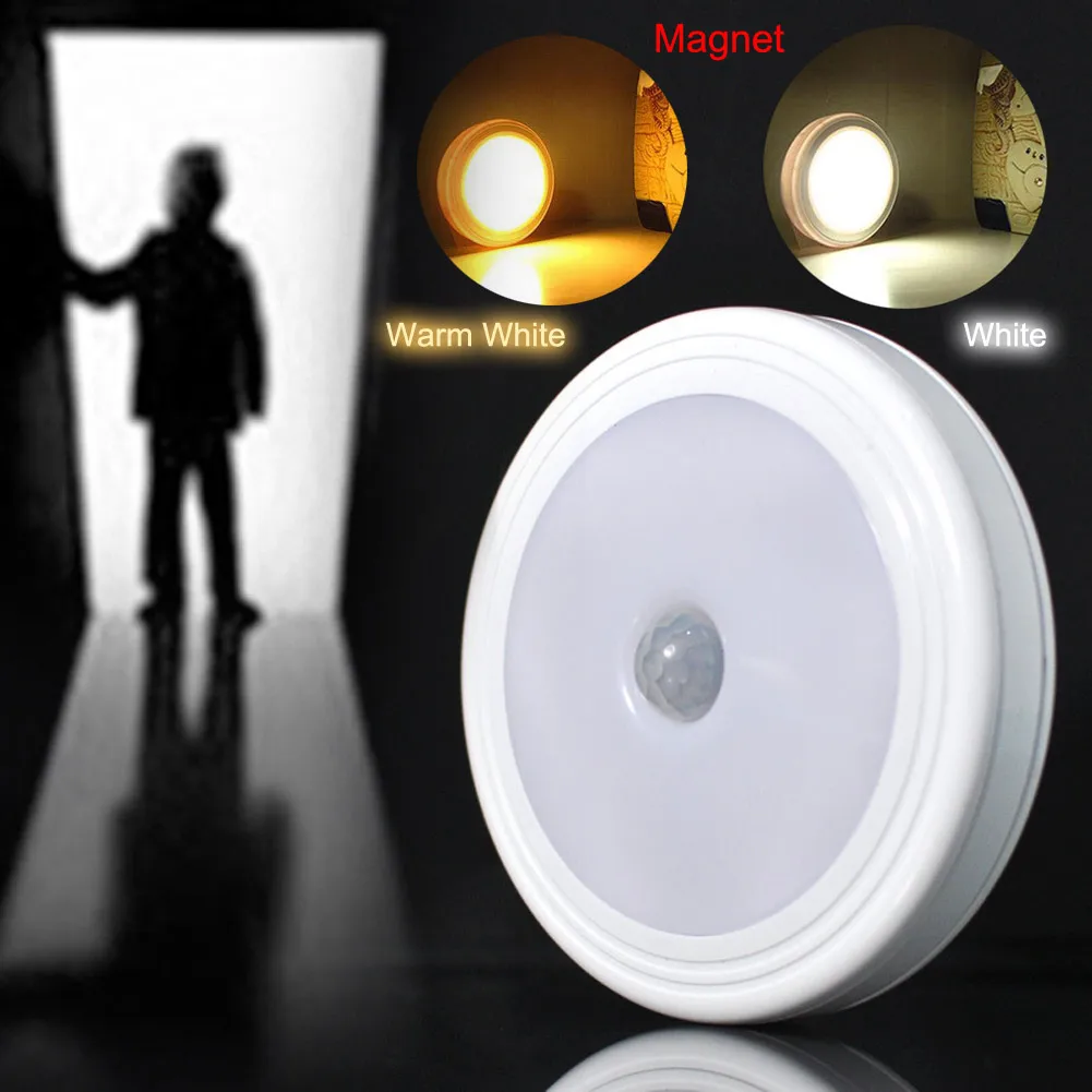 

Wireless LED Auto Motion Sensor Detector PIR Infrared Ceiling Night Light Lamp W/Magnet For Closet Cabinet Porch Hallway Bedroom