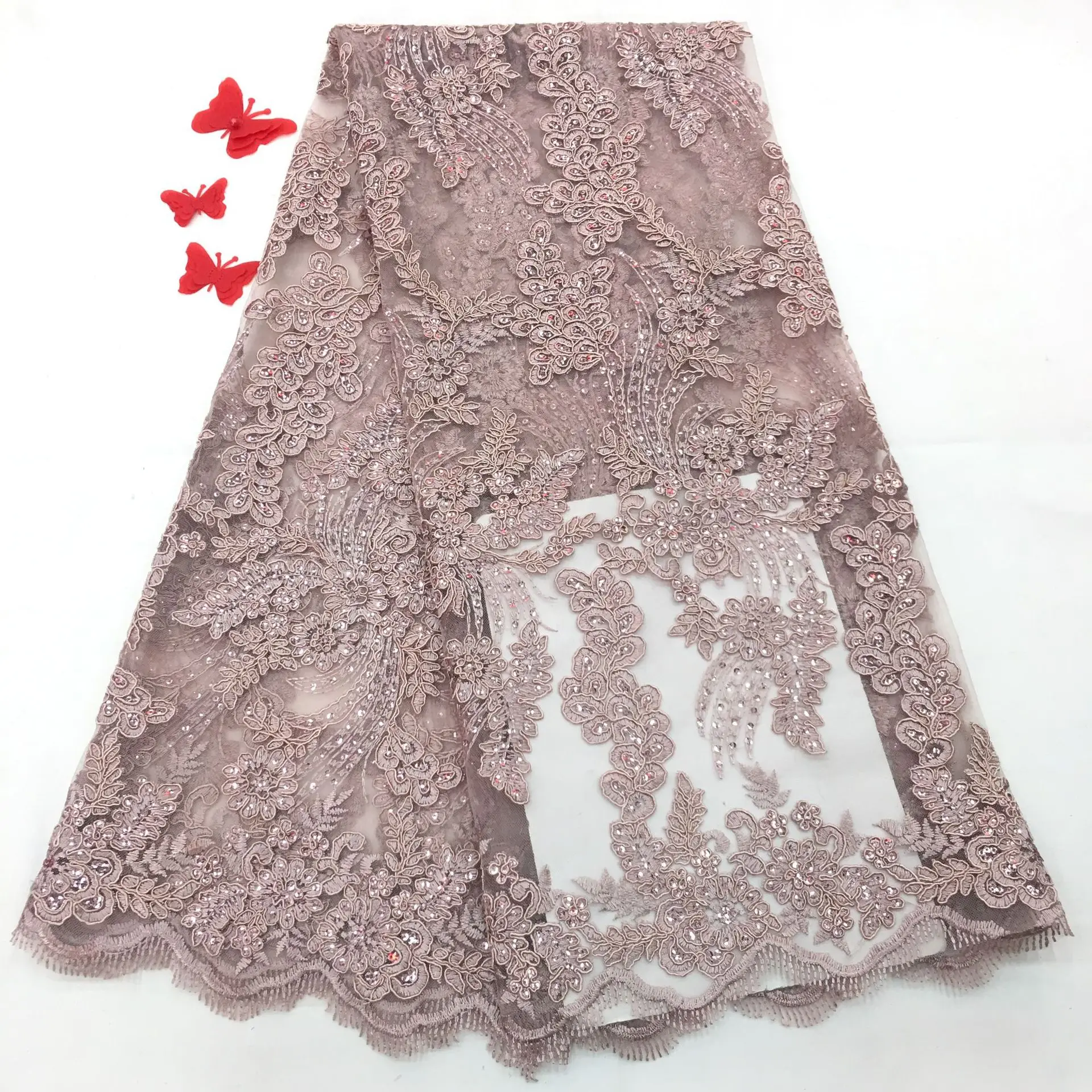 

New Arrival African Dry Sequin Lace Fabric French Swiss Voile Lace Fabric With Tassel Nigerian Embroidered Bridal Laces Fabric
