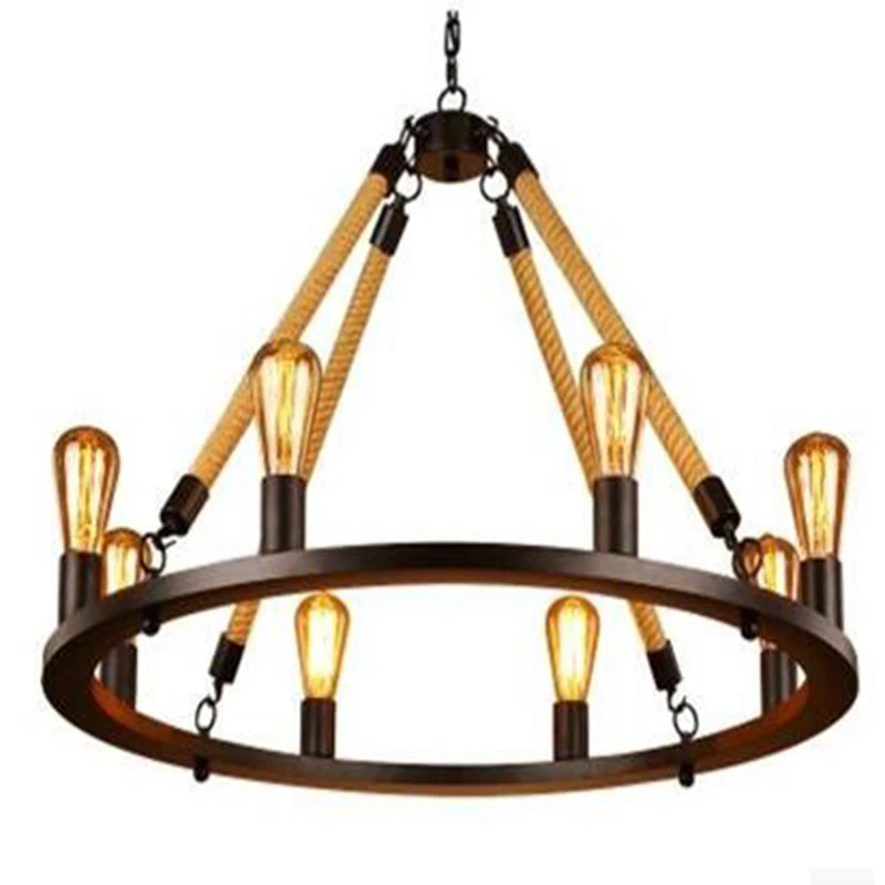Industrial Wind Rope Pendant Lights D60cm 80cm Circle lamp For cafe Bar Living Room Bedroom Lighting Restaurant G142 | Освещение