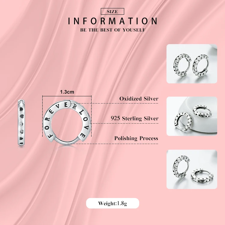 MODIAN новые модные подлинные 925 пробы серебряные винтажные романтические серьги-кольца для женщин Forever Love для женщин ювелирные изделия подарок