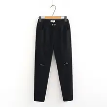 Женские эластичные джинсы с высокой талией размера плюс, джинсовые брюки до щиколотки