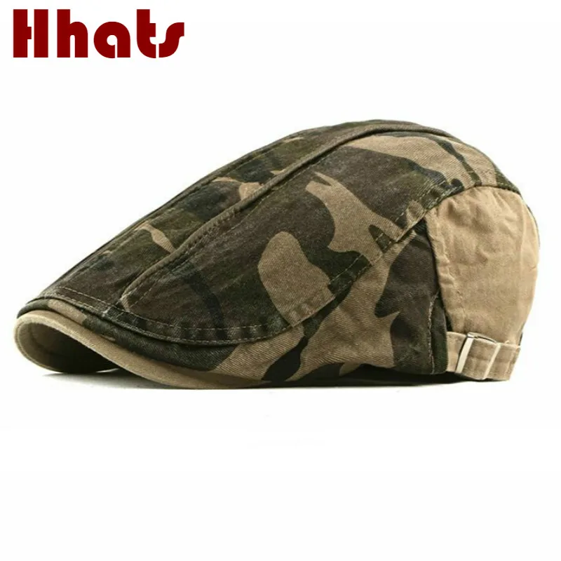 

casual adult unisex camouflage berets adjustable spring autumn camo visors women vintage duckbill newsboy hat retro peaked cap
