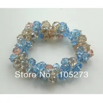 

Stunning Crystal Jewelry Multicolor Crystal Beads Bracelet 6-8mm 8'' Elastic Bracelet Handmade Fashion Jewellery Free Shipping
