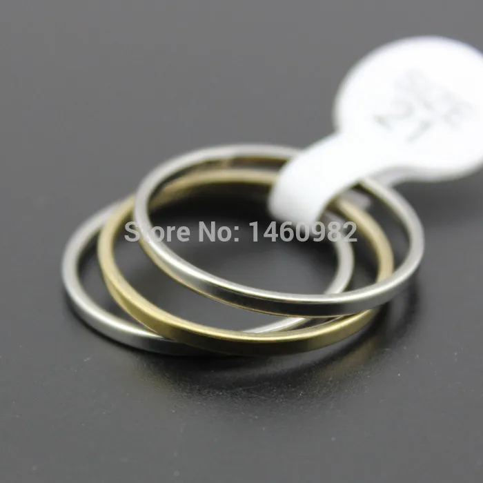 

Cool 3-in-1 Gold Silver Tone 5mm Men Women's Stainless Steel Rings Gift YR56