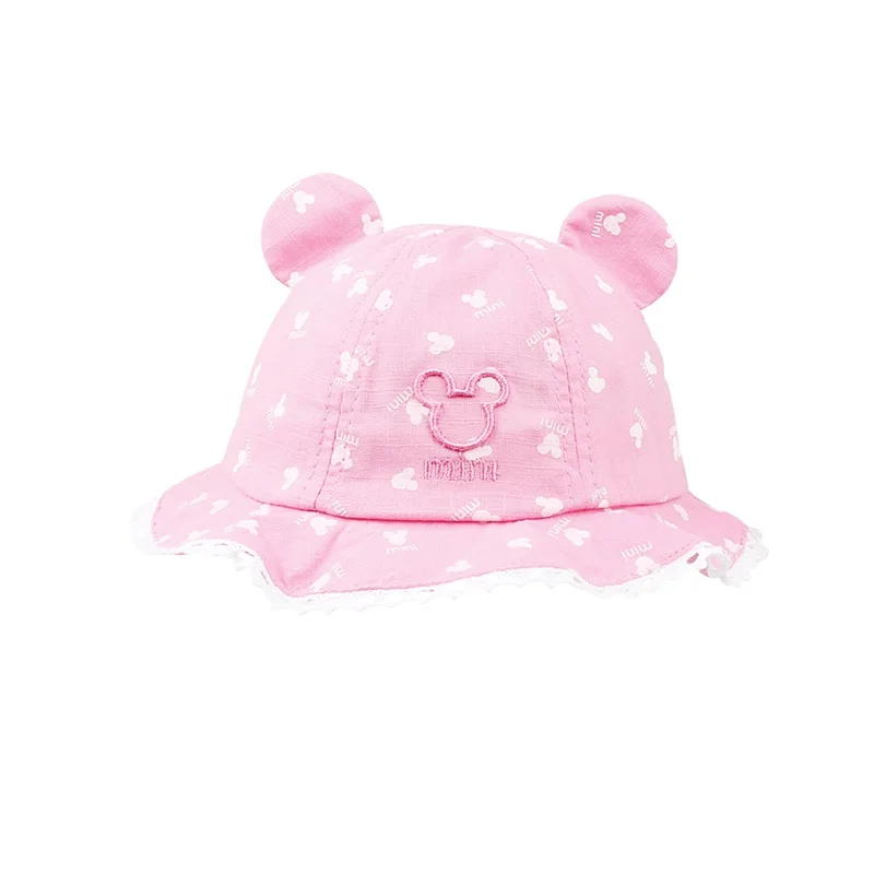 Lace Panama Baby Hat For Girls Print Baby Girls Hat With Mouse Ears Solid Cotton Toddler Cap Summer Sun Hat Baby Girls Clothing (20)
