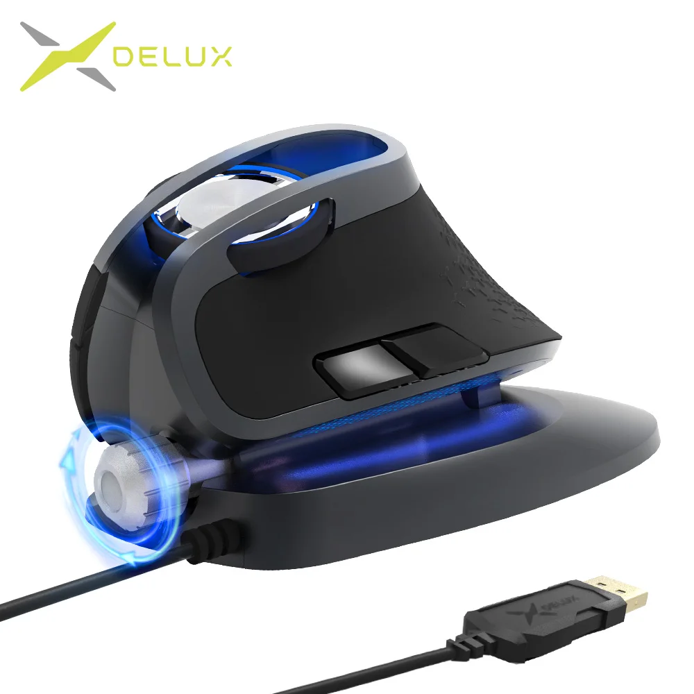 

Delux M618X Adjustable angle Wired Vertical Mouse 4000DPI Ergonomic design Optical Braided Cable Mice with RGB light For Windows