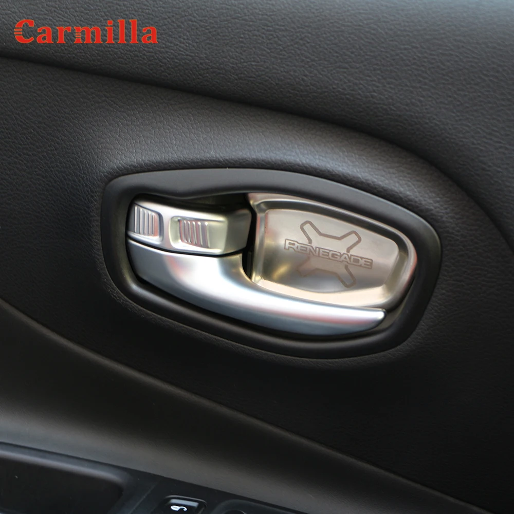  Car Interior Door Handle Bowl Pads Cover Molding Trim Stickers Fit for Jeep Renegade 2014 2015 2016