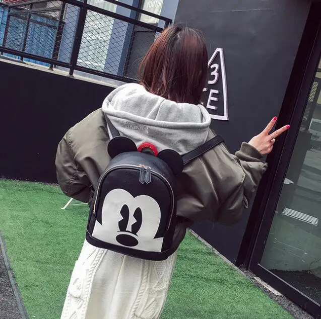 

backpack 2019 new Female bag Quality pu leather Women Backpack Mickey ears Sweet girl bow College Wind Travel Rucksack