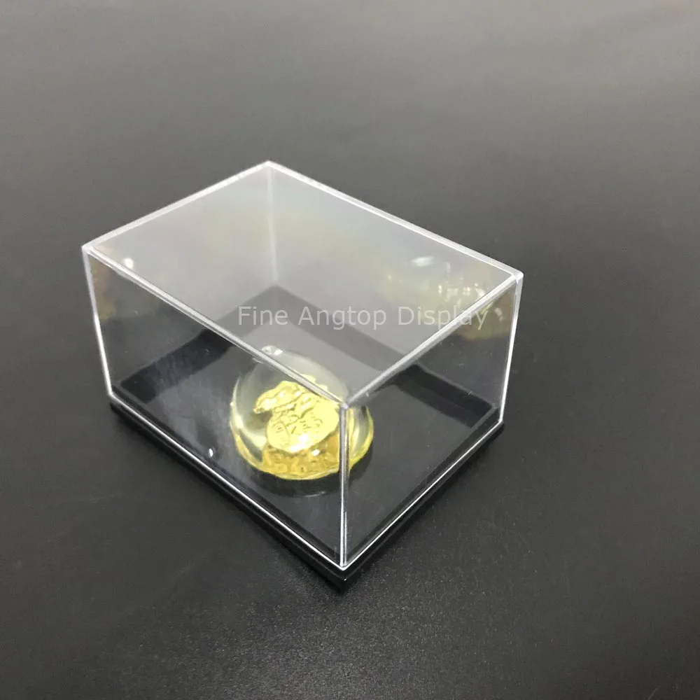 55x41x32mm Plastic Display Box Small Jewelry Rings Storage With Black Base Dustproof Rectangle Packaging Box 100pcs lot 3 size transparent flower image packaging bags self adhesive plastic bag for jewelry rings earrings necklace gift bag
