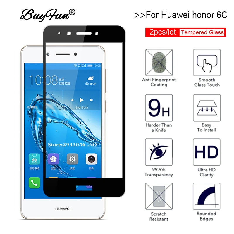 

2pcs/lot Protective Glass For Huawei Honor 6C Tempered Glas huawai Honor6C DIG-L01 DIG-L21 DIG-L21HN Cover Screen Protector Film
