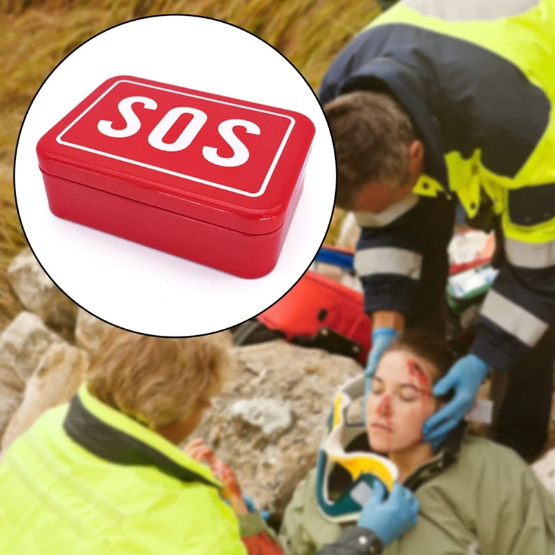 

Tin Box Case Lid Container For Survival Gear Kits Set Boxes First Aid Pill Storage SOS Red Cross White Box