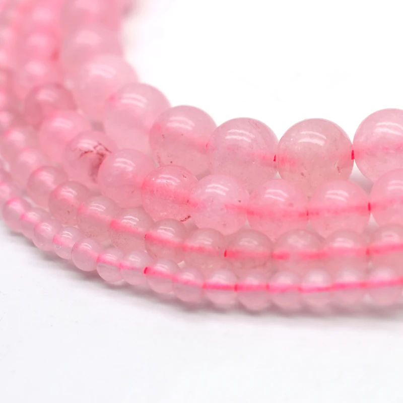 Natural Crystal Rose Pink Quartz Stone Loose Beads Round Beads For Jewelry Making DIY Bracelet Necklace 4/6/8/10/12mm Strand15'' Fashion Jewelry