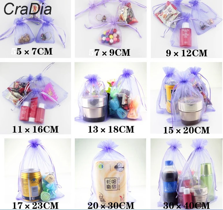 Epackfree 100 шт 9*7 9*12 10*13 10*15 Organza органза ювелирные сумки Embalagem Para Presente Рождественские Свадебные подарочные сумки