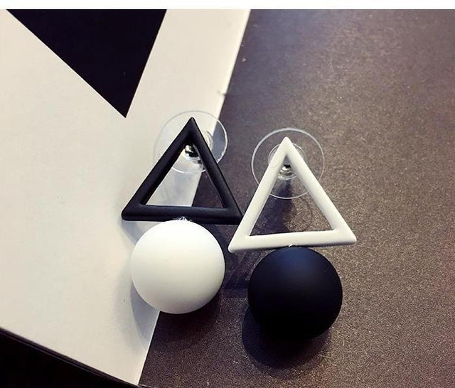 White Black Geometric Drop Earrings For Women Star Square Triangle Irregular Statement Earrings Fashion Jewelry 2019