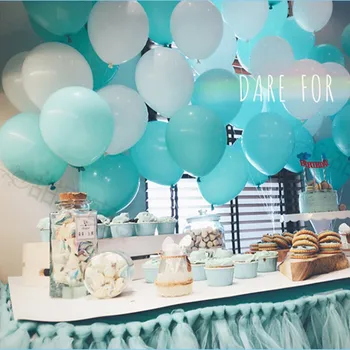

100pcs 10 inch Tiffany Blue White Matte Color Helium Latex Balloons Thicken 2.3g Birthday Decor Wedding Party Inflatable Globos
