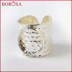 BOROSA 10/20 шт. серебристый Цвет латунь круглый основа для кольца металл кольца настройки для Druzy Камни кольца для изготовления ювелирных