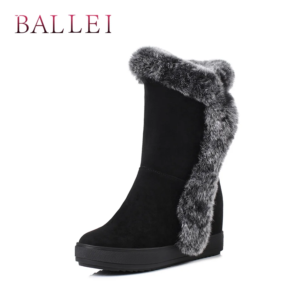 Sólido Botas Moda Cálida Zapatos Pu black Mujer Invierno Lujo Elegante Redonda White Lana Calidad De Ballei Tacón Punta B96 wSqxXgvn