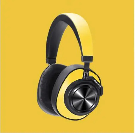 Bluetooth-наушники Bluedio T7 с функцией активного шумоподавления, беспроводная гарнитура для телефонов и музыки с распознаванием лица - Цвет: Yellow
