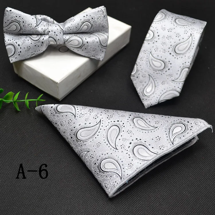 Модные Для мужчин s вязать галстук-бабочка Pocketsquare 3 шт./компл. Галстуки для Для мужчин свадебные подарки красивый галстук комплекты