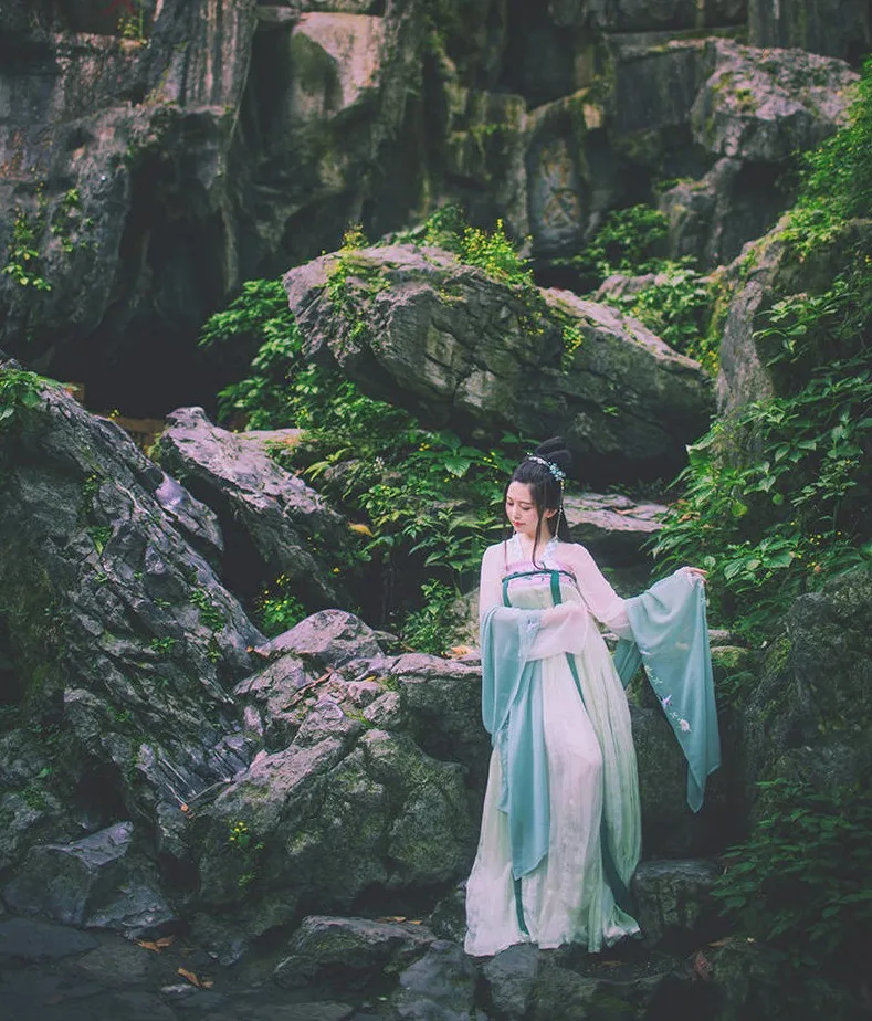 Китайский Hanfu костюм для восточных танцев, традиционная Женская одежда династии Тан, Мужская древняя народная одежда, женское сценическое платье DC1132