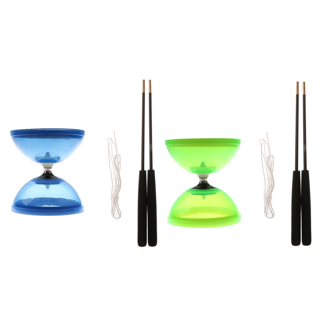 2 SET Professional 1-Bearing 5-inch Chinese Yoyo Diabolo Toy with Aluminum Sticks