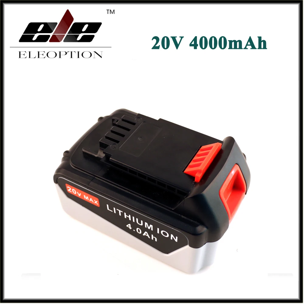 ELEOPTION Rechargeable Power Tool Battery For Black & Decker 20V 4.0 Ah