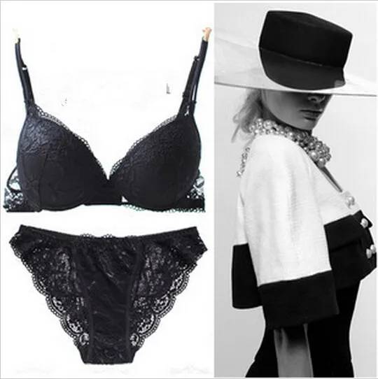 6 Colors Set Push Up Solid 32A-38C Bra Women Deep V Lace Decro Underwire Outfit Sexy Lace Bra Set For Free Shipping underwear sets sale