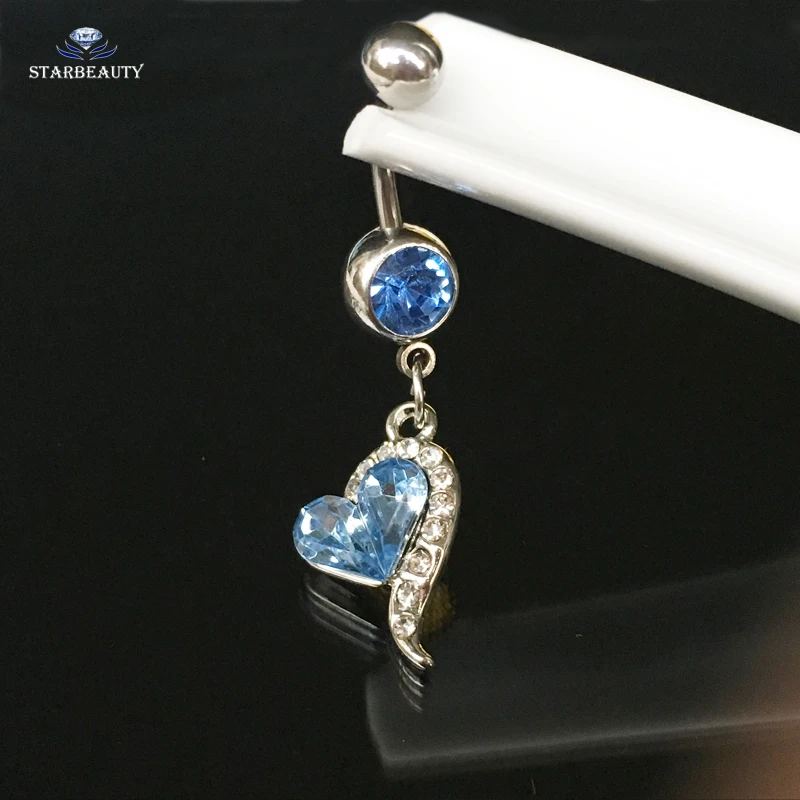 Starbeauty Королевский синий сердце для пупка пирсинг Ombligo 14 г милые болтающиеся