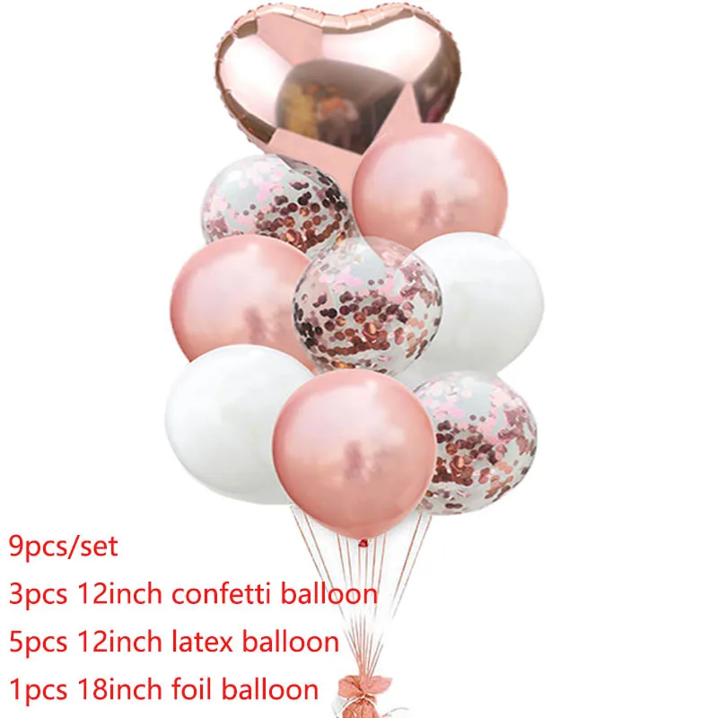 Розовые и золотые воздушные шары, набор для свадьбы, украшения для дня рождения, балоны, гелиевые конфетти, воздушные шары для дня рождения, украшения для детей и взрослых