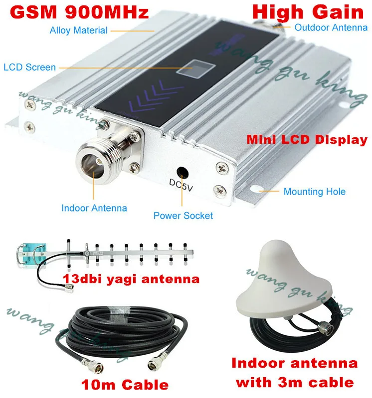 

13db yagi + LCD display! mobile phone mini GSM 900mhz signal repeater / repetidor,cell phone GSM signal booster amplifier