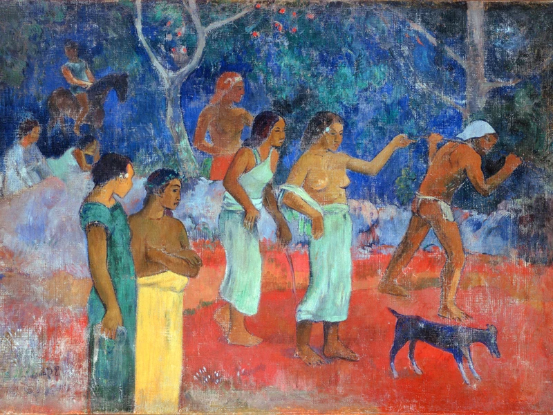 

canvas painting portrait picture figurative print giant poster home art Scene from Tahitian Life, 1896 By: Paul Gauguin