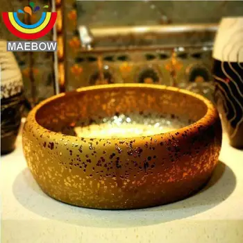

Luxious Golden Irregular Spots Abstract Stylish Porcelain Art Lavatory Bathroom Sinks Wash Basin