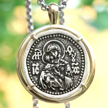 Мужские православное ожерелье Mother Of God Владимир значок чудесное русский медальон религиозных греческие ювелирные изделия