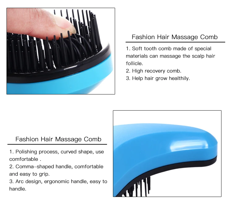 Fashion Anti-static Hair Massage Brush Comb Styling Tools Smooth Hair Combs Hairbrushes Handle for Salon Styling Women Girl Hair