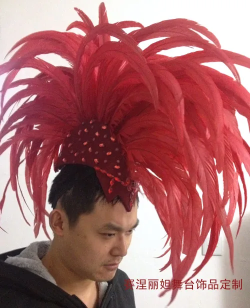 

We have a custom-made Mohawk feather stage show headdress hair show studio photography custom-made