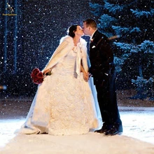 Новая Элегантная Белая цвета слоновой кости теплая накидка для невесты зимняя меховая женская куртка Свадебные плащи длиной до пола Длинные вечерние пальто для свадьбы QA1261