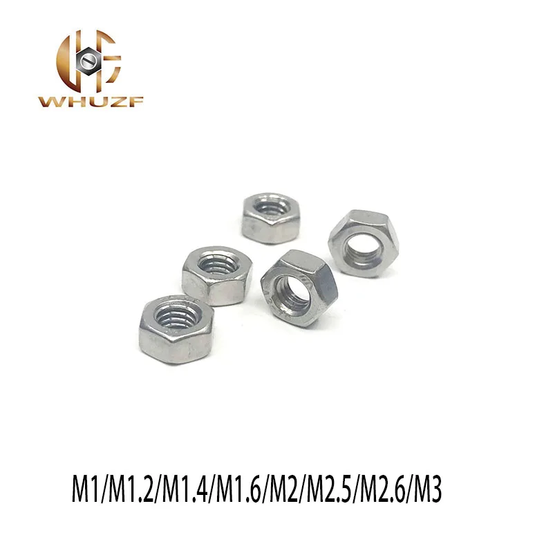 20 шт. M1/M1.2/M1.4/M1.6/M2/M2.5/M2.6/M3 Метрическая резьба DIN934 304 шестигранные гайки из