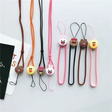 Мультфильм силиконовый кулон анти-осень милый Универсальный мобильный телефон длинный шейный ремешок телефон Веревка ручной ремешок коричневый Кани